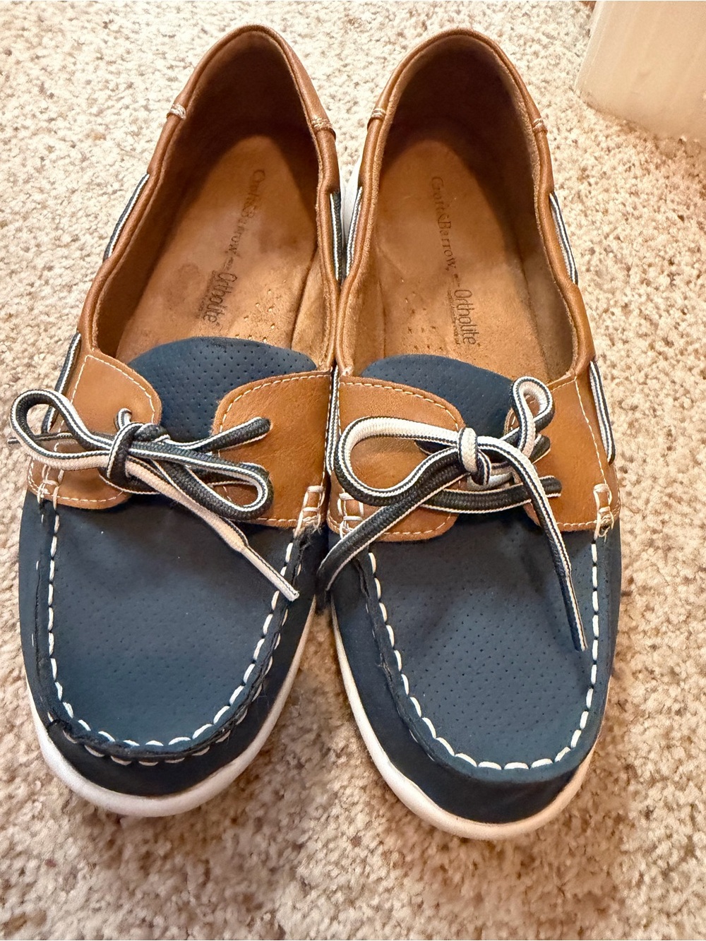 Womens Navy Blue Slip-On Shoe with White Stitching